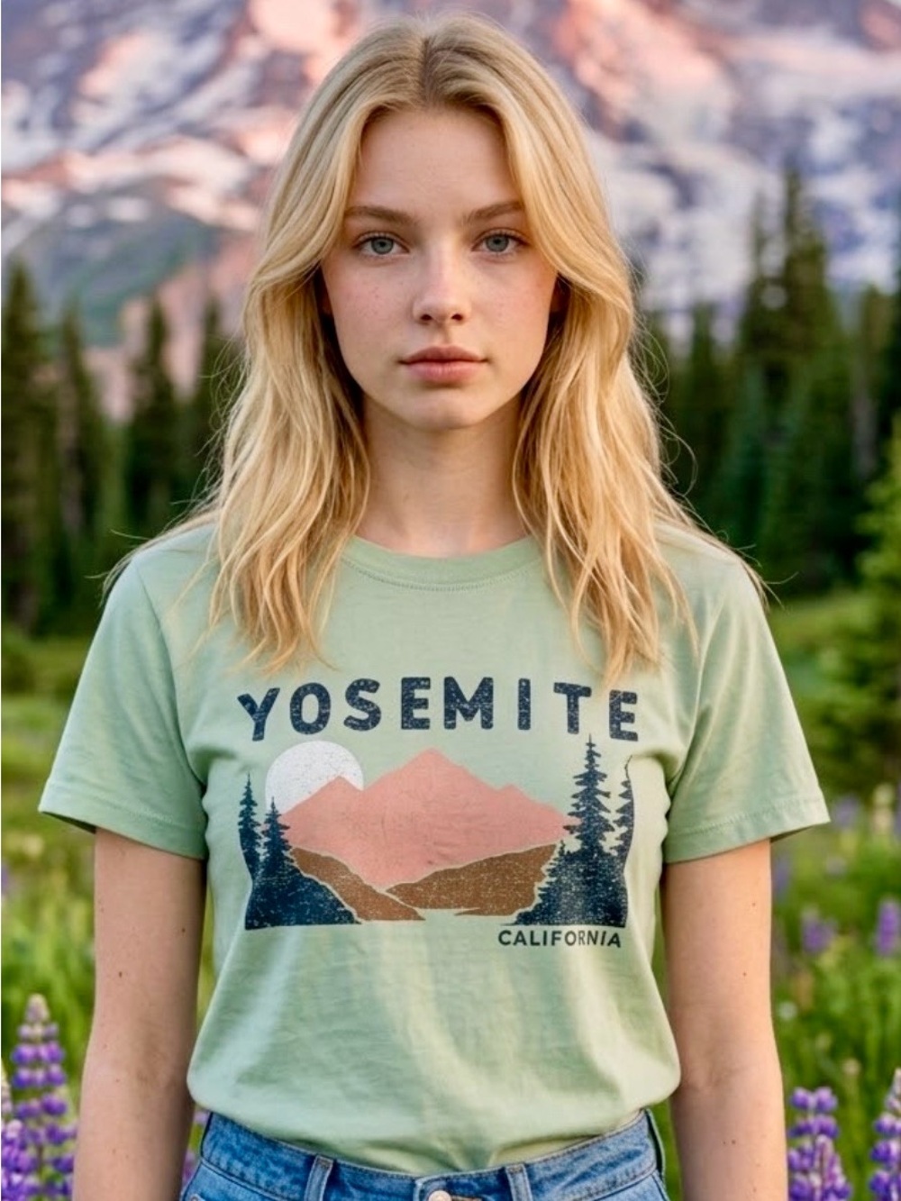 Zoe + Liv Sage Green Yosemite Graphic Tee